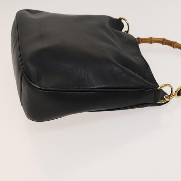 GUCCI Bamboo Hand Bag Leather Black Gold 001 2113 001 2113 - Picture 4 of 12